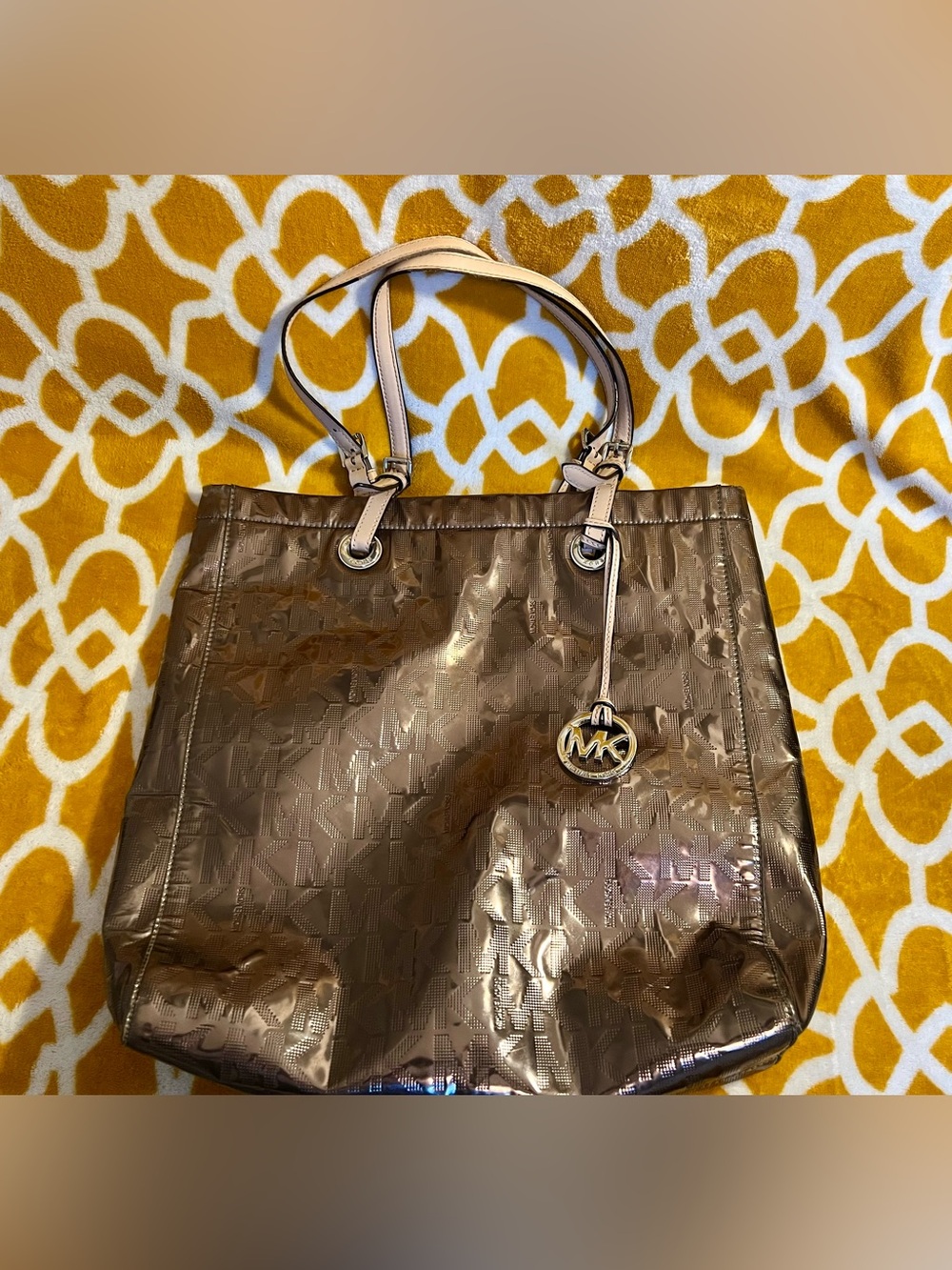 Michael Kors Bronze Metallic MK Monogram Tote